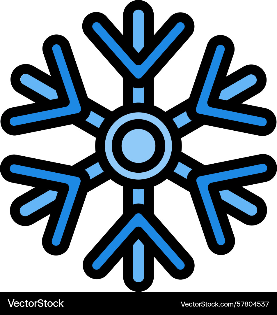 Snowflake line filled icon Vector Image