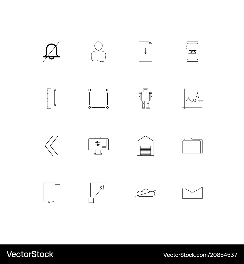 Web linear thin icons set outlined simple Vector Image