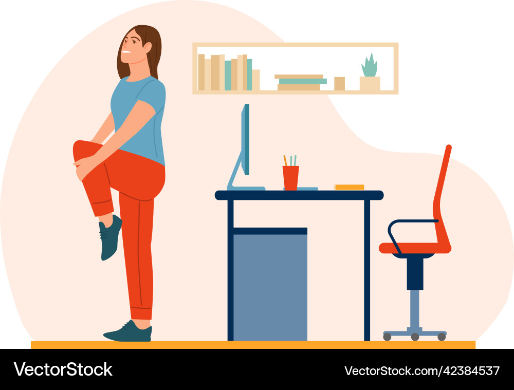 Workplace Workout Menschen Frau tun Sport Workplace Workout Menschen Frau tun Sport vektorbild