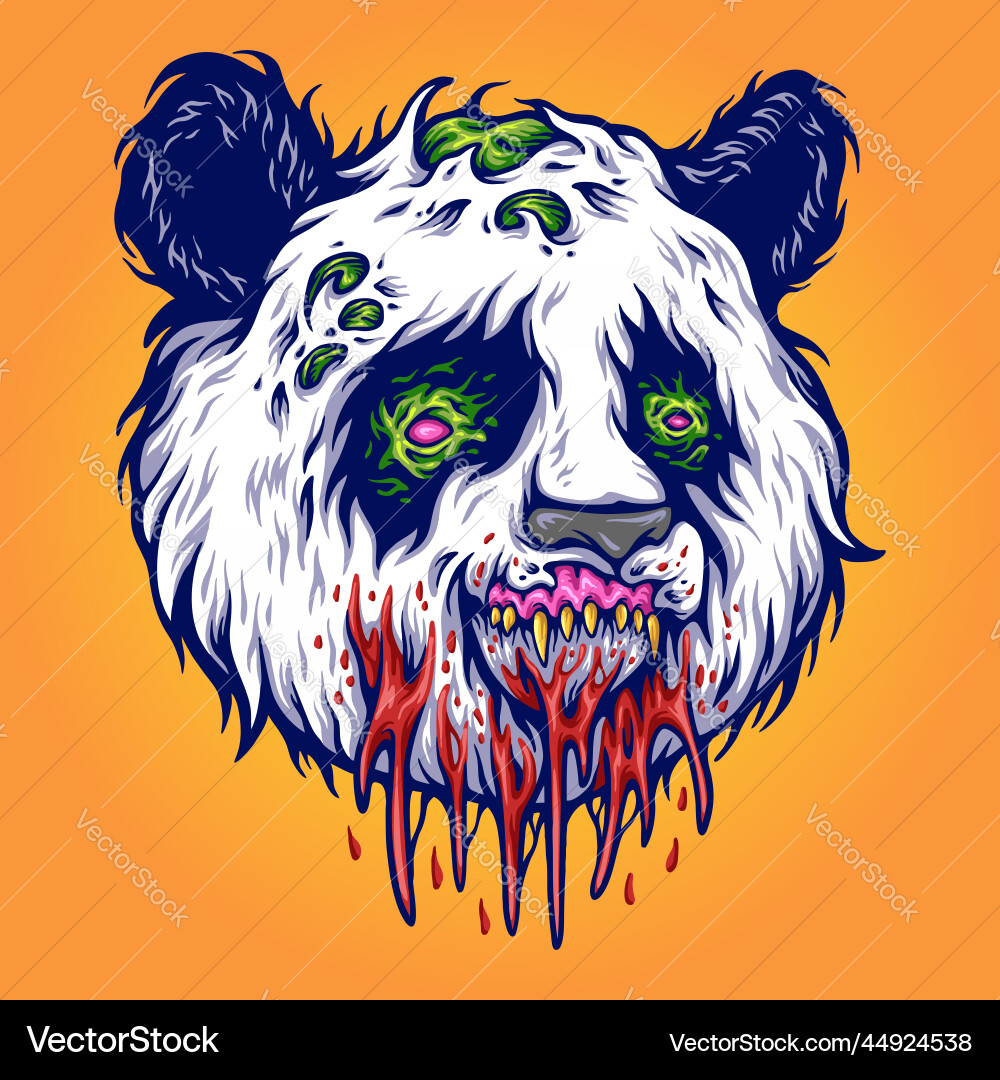 Angry panda head monster vector image