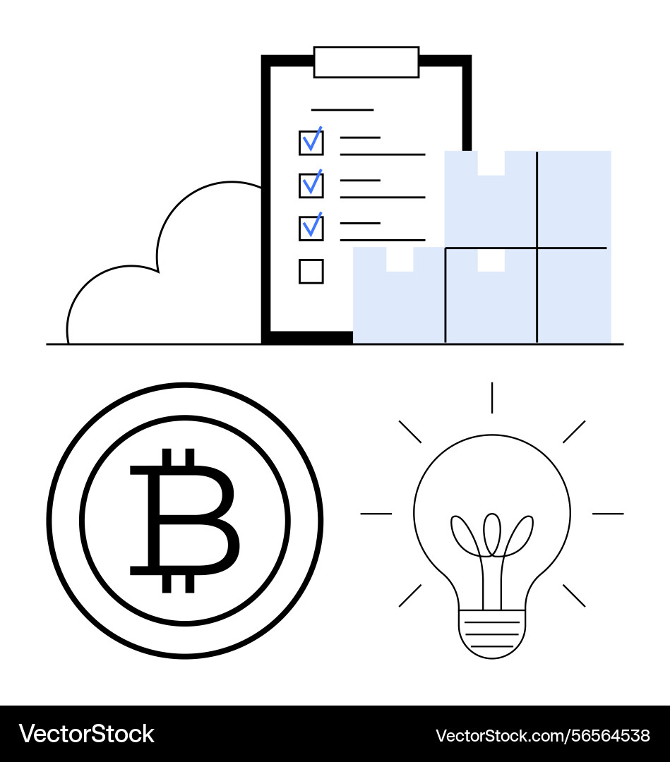 Blockchain idea with checklist progress Blockchain idea with checklist progress Vector Image