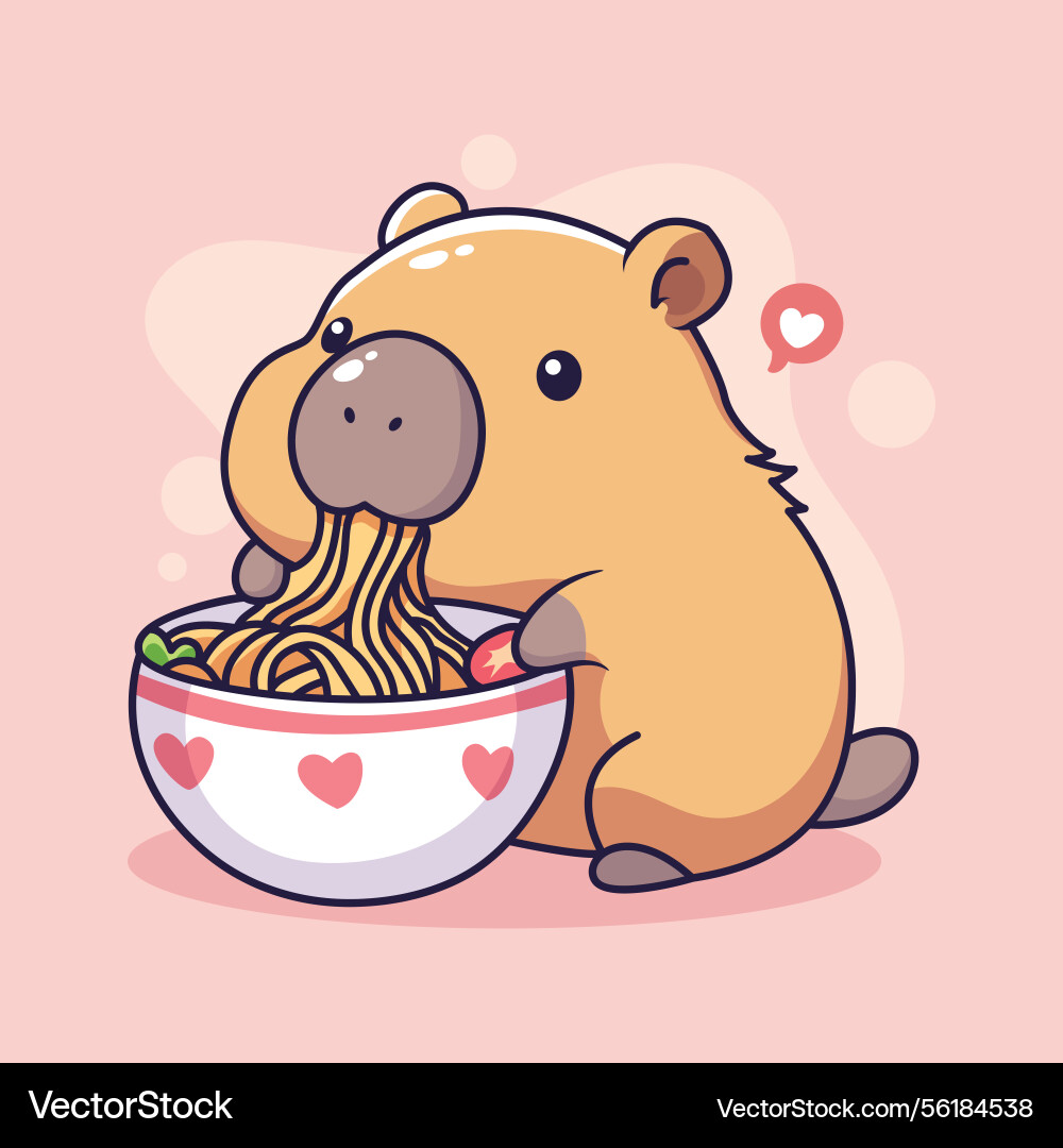 Vector Image3 Capybara Loves Spaghetti – Royalty-Free Vector | VectorStock