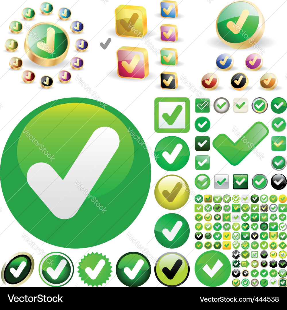 Checkmark Button Set Vector Image