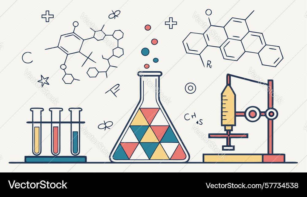 Chemistry laboratory setup design generative ai Vector Image