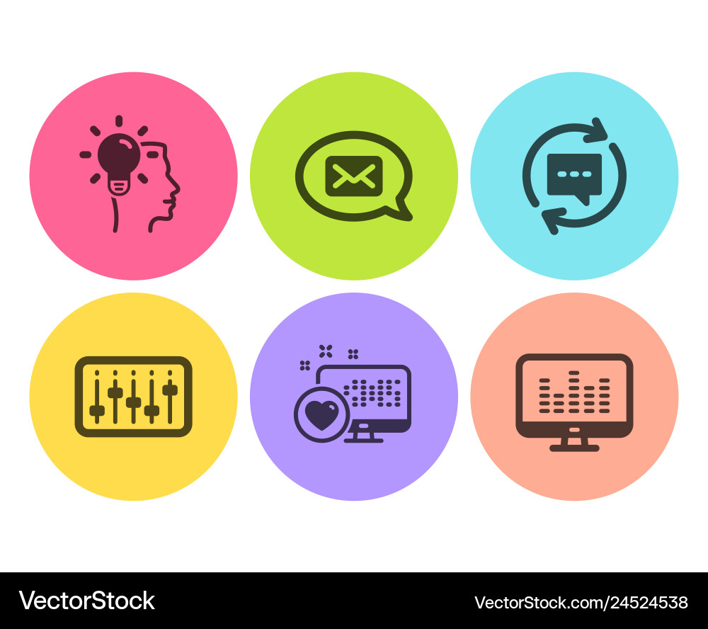 Dj controller idea and update comments icons set Dj controller idea and update comments icons set vector image