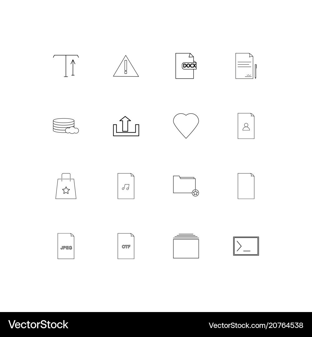 Files and folders sign linear thin icons set Vector Image