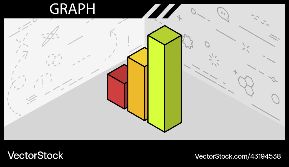 Graph isometric design icon web 3d colorful Graph isometric design icon web 3d colorful vector image