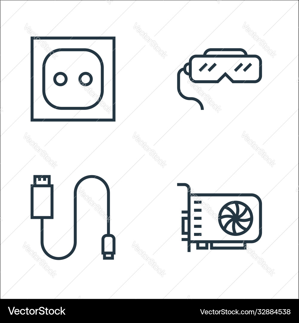 Hardware line icons linear set quality Hardware line icons linear set quality vector image