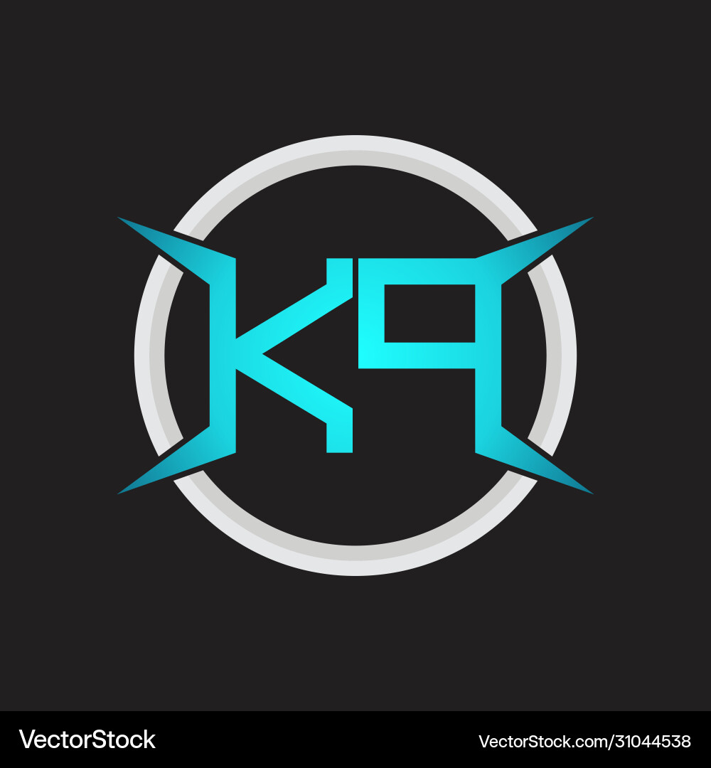 Kp logo monogram with circle and four taper shape Vector Image