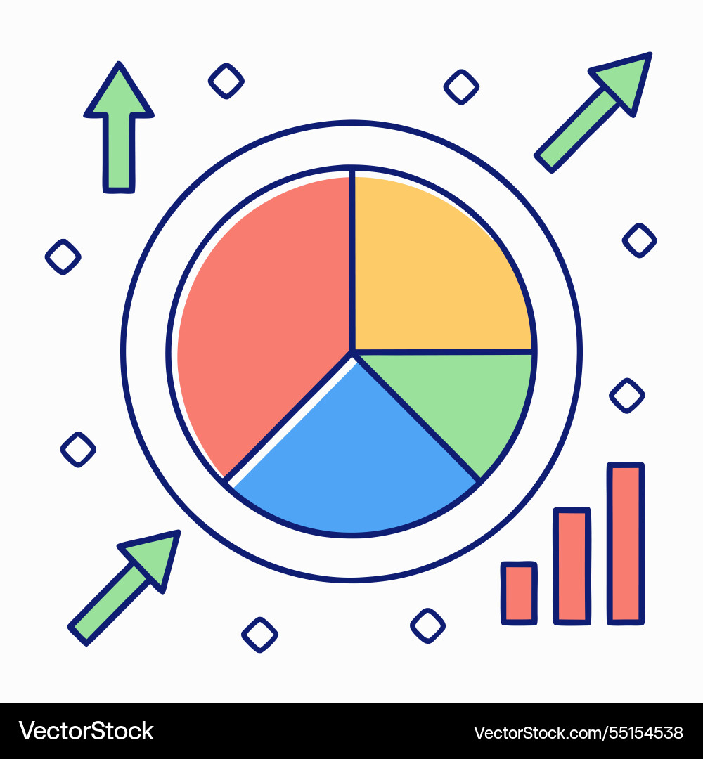Modern pie chart analytics icon for data Vector Image