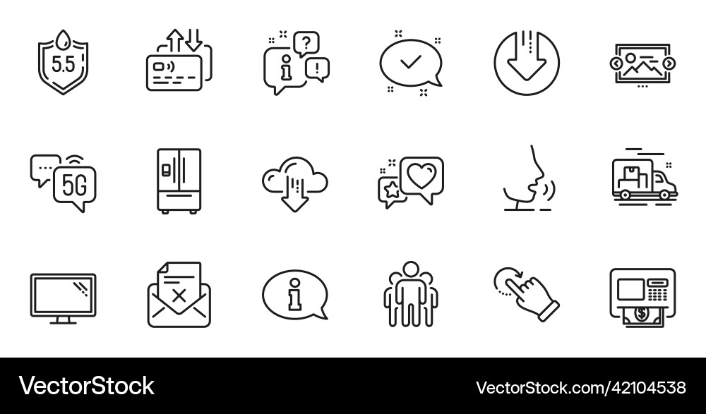 Outline set of image carousel download arrow Vector Image