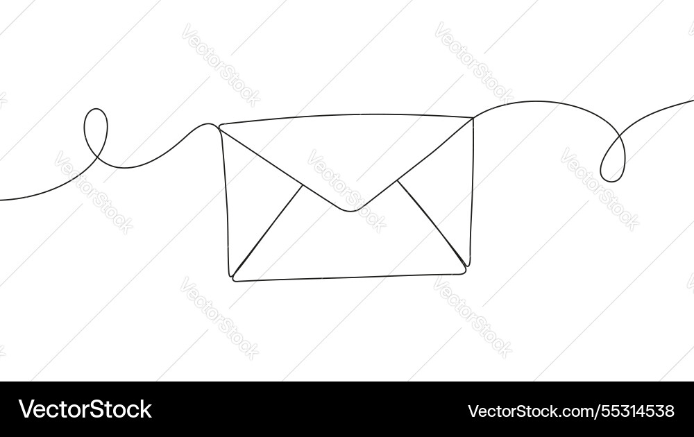 Paper envelope in a continuous one-line drawing Paper envelope in a continuous one-line drawing vector image