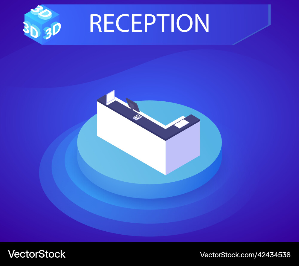 Reception isometric design icon web 3d colorful Reception isometric design icon web 3d colorful vector image