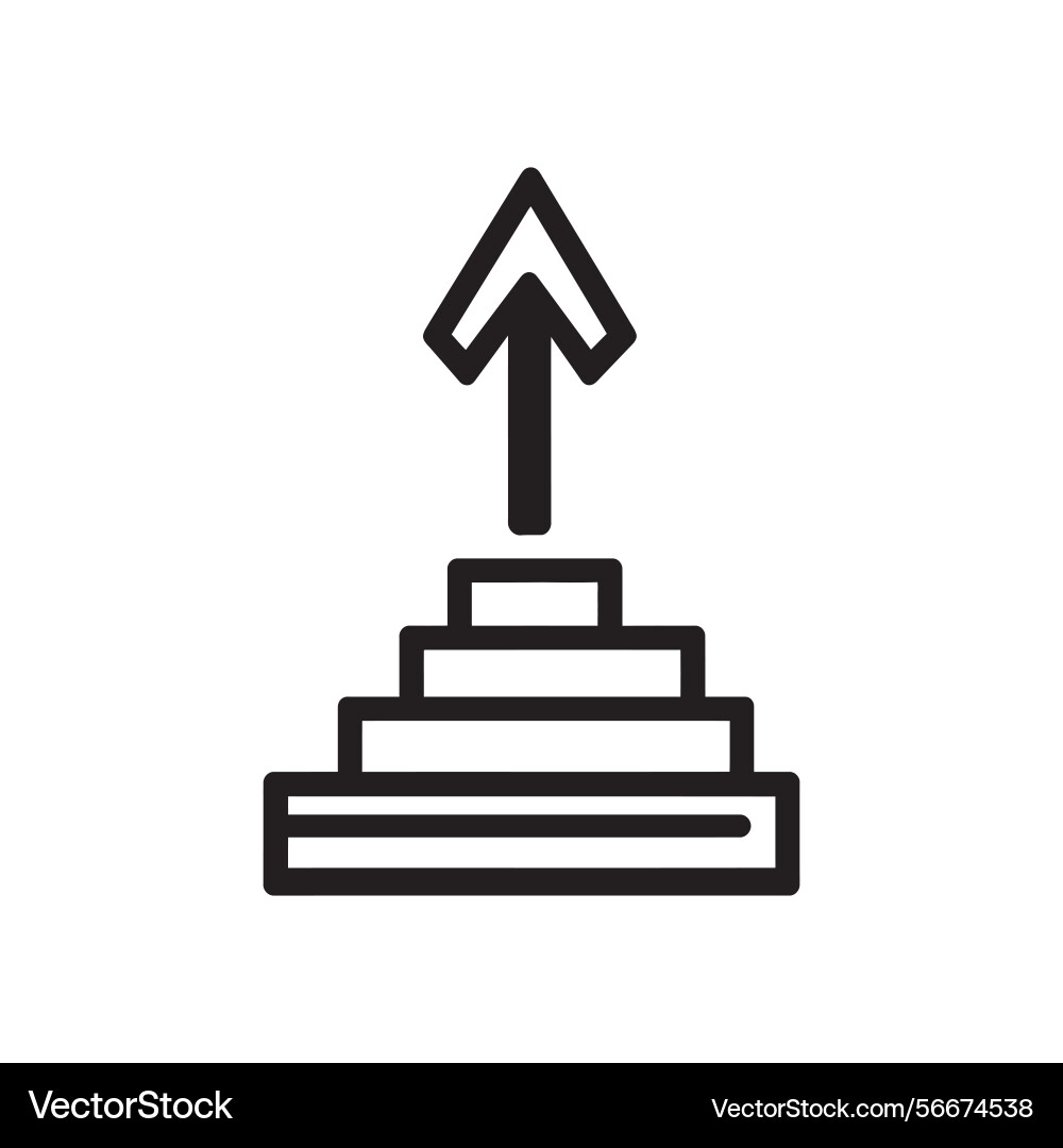 Rising steps icon with arrow symbolizing progress Vector Image