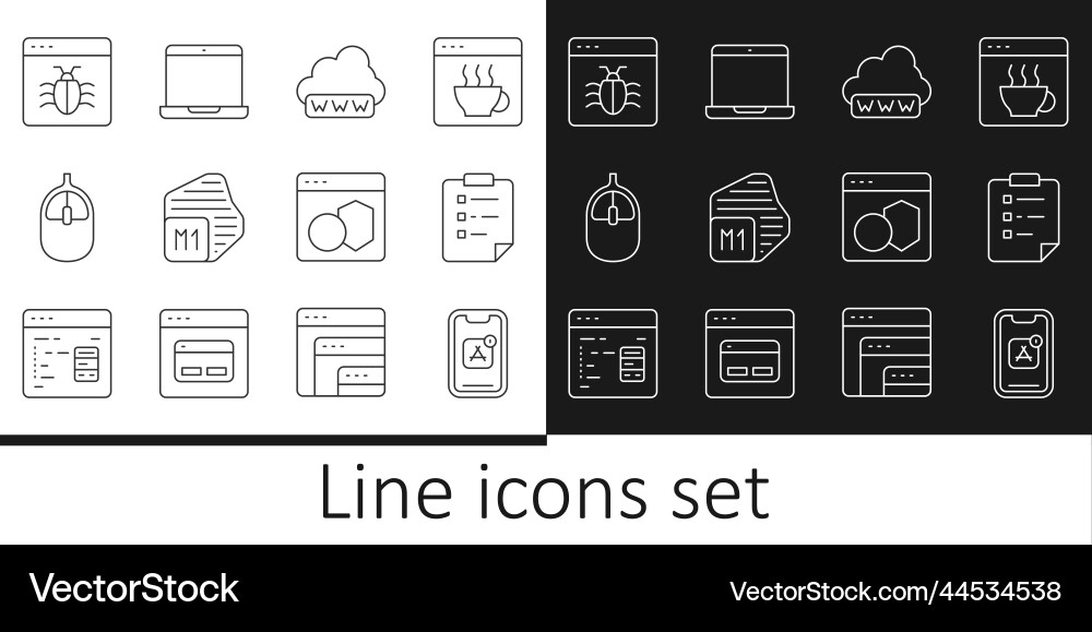 Set line mobile apps clipboard with checklist Set line mobile apps clipboard with checklist vector image