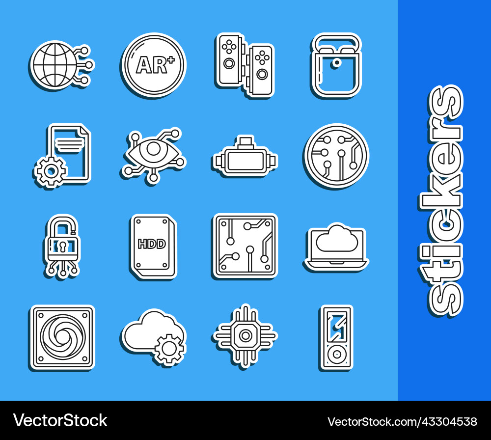 Set line music player cloud technology data Set line music player cloud technology data Vector Image