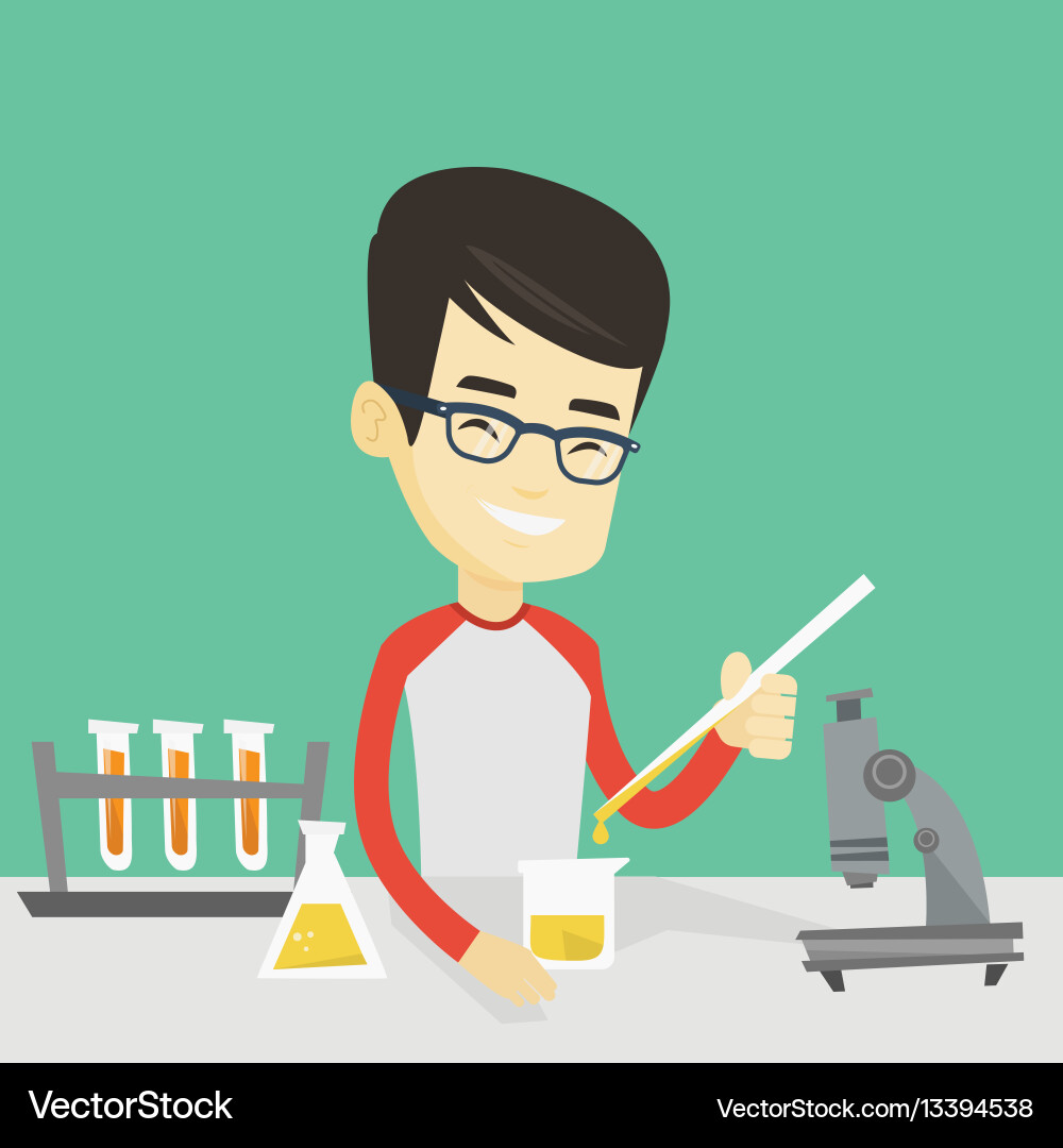 Student working at laboratory class Student working at laboratory class vector image