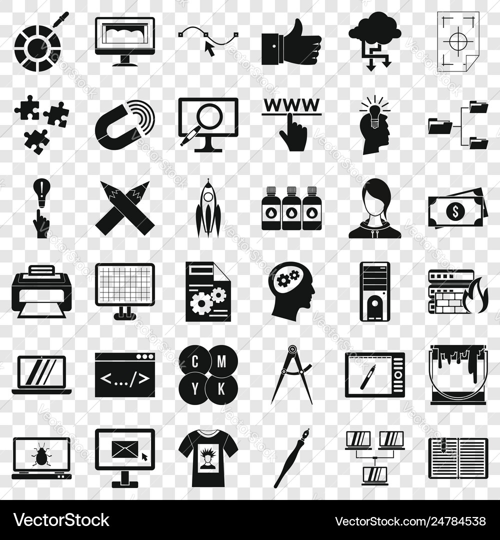 Web management icons set simple style vector image