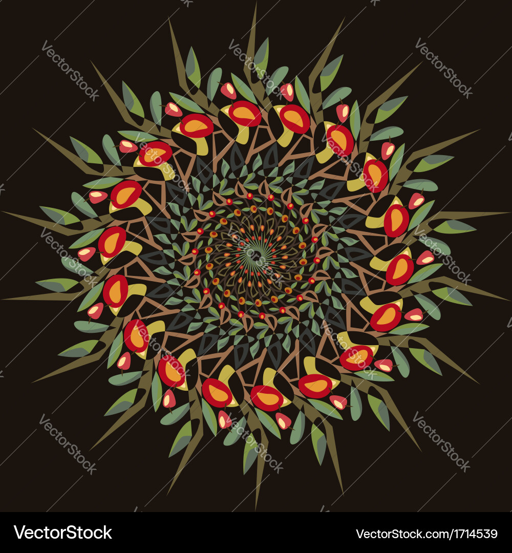 Abstract circular pattern apple-tree vector image