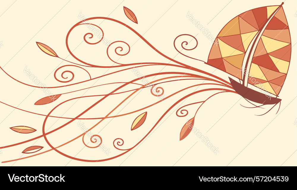Abstract swirling wind pattern with kite dynamic vector image