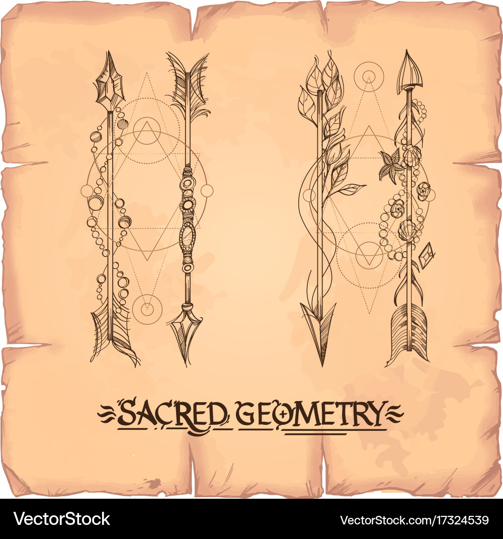 Arrows a set of elements in the style boho vector image