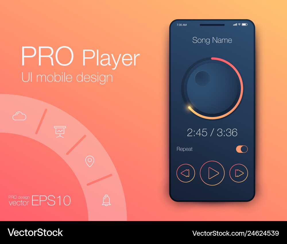 Audio Player UI Templates - EPS10 Vector Image