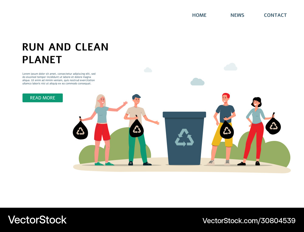 Banner with people taking part in plogging Banner with people taking part in plogging Vector Image