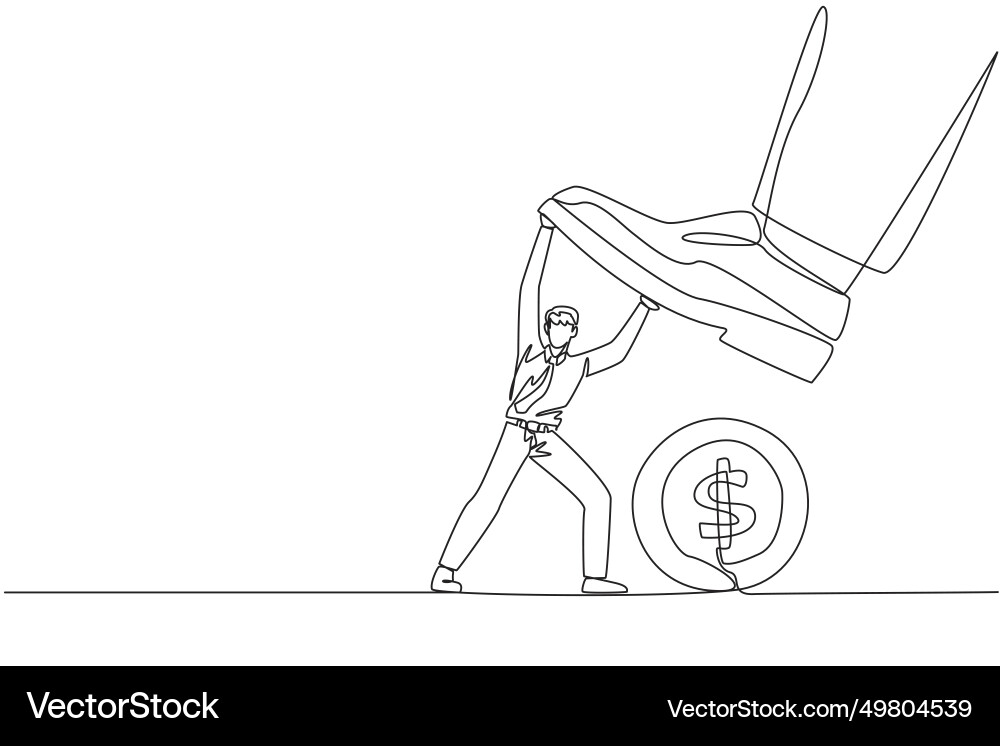 Continuous one line drawing businessman holds Continuous one line drawing businessman holds vector image