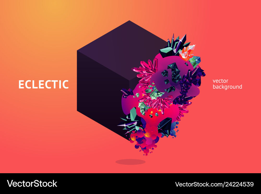 Eclectic futuristic background with 3d object Eclectic futuristic background with 3d object vector image