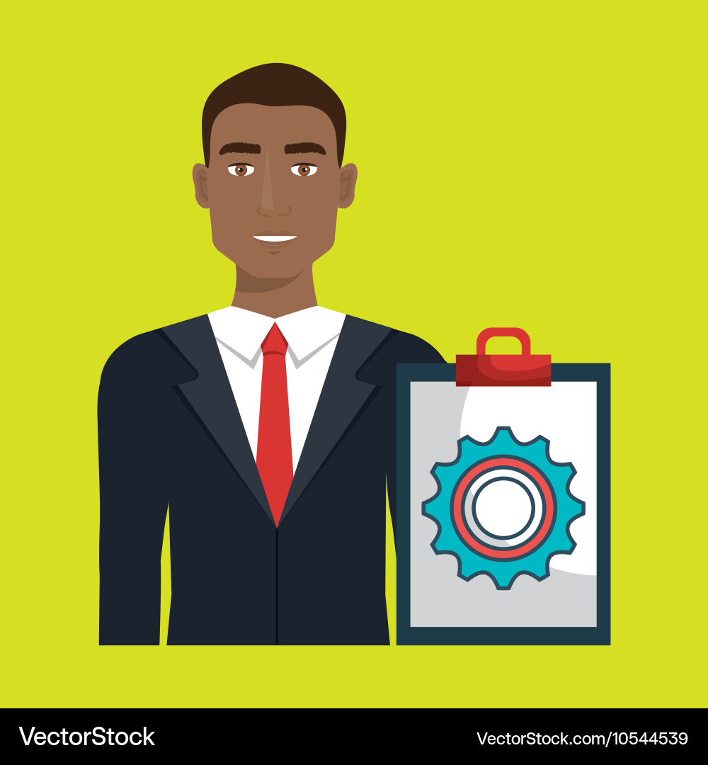 Man clipboard tool app Vector Image
