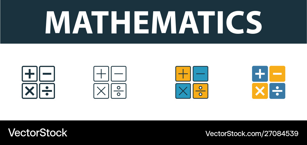 Mathematics icon set four elements in different Mathematics icon set four elements in different vector image