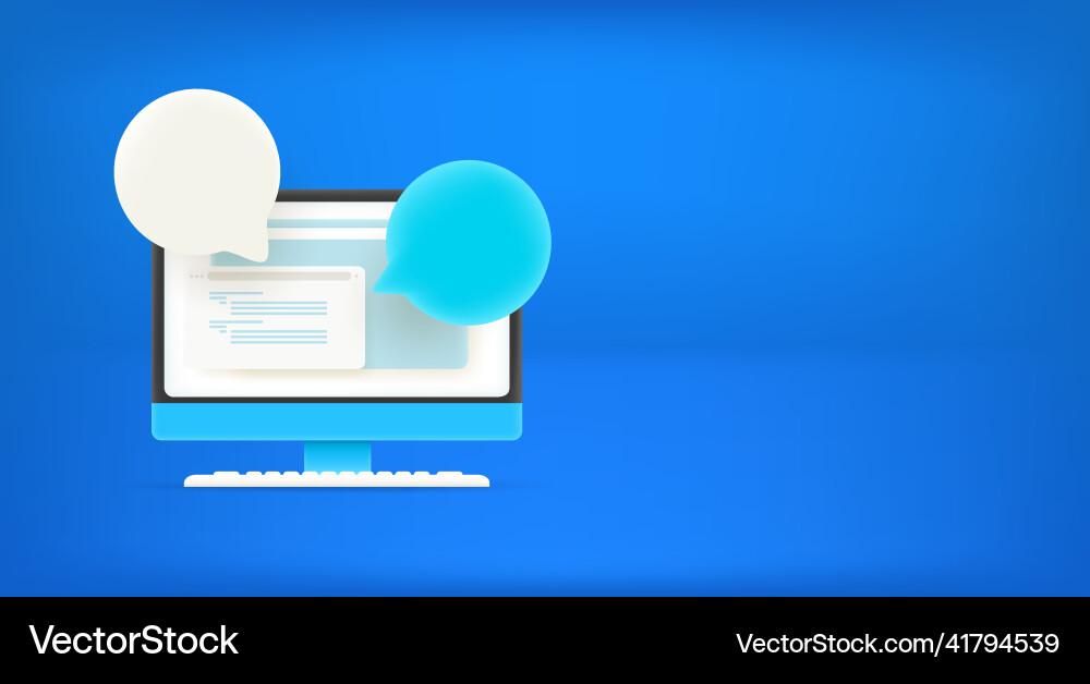 Modern Computer with Speech Bubbles vector image