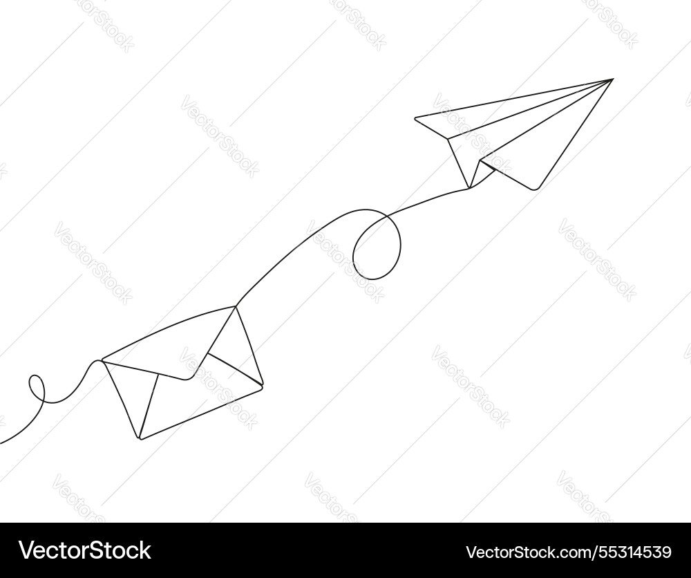 Paper envelope in a continuous one-line drawing Paper envelope in a continuous one-line drawing vector image