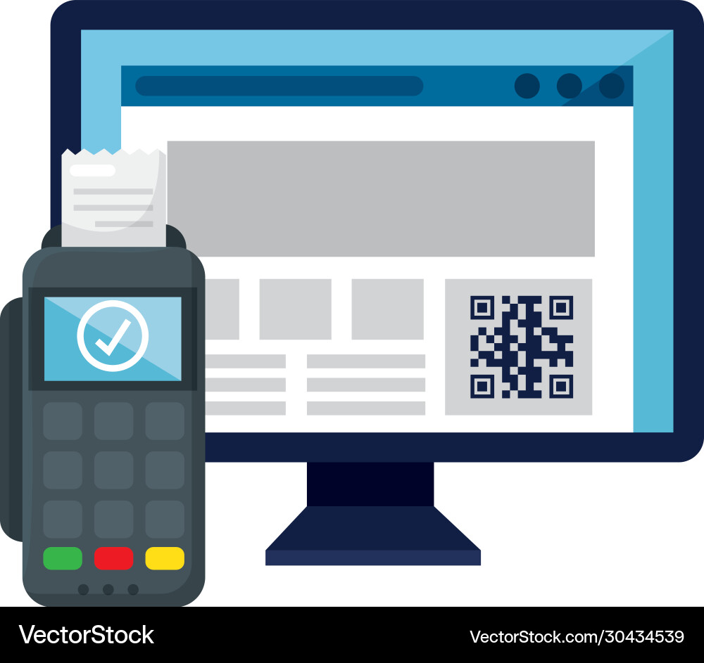 Qr-Code innerhalb von Computer und Datentelefon vektorbild