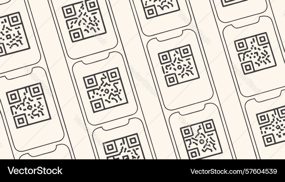 Repeating qr code pattern digital data motif vector image