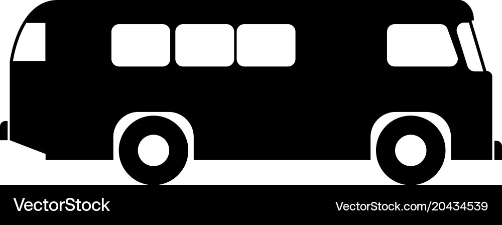 Retro bus icon black color flat style simple image Vector Image