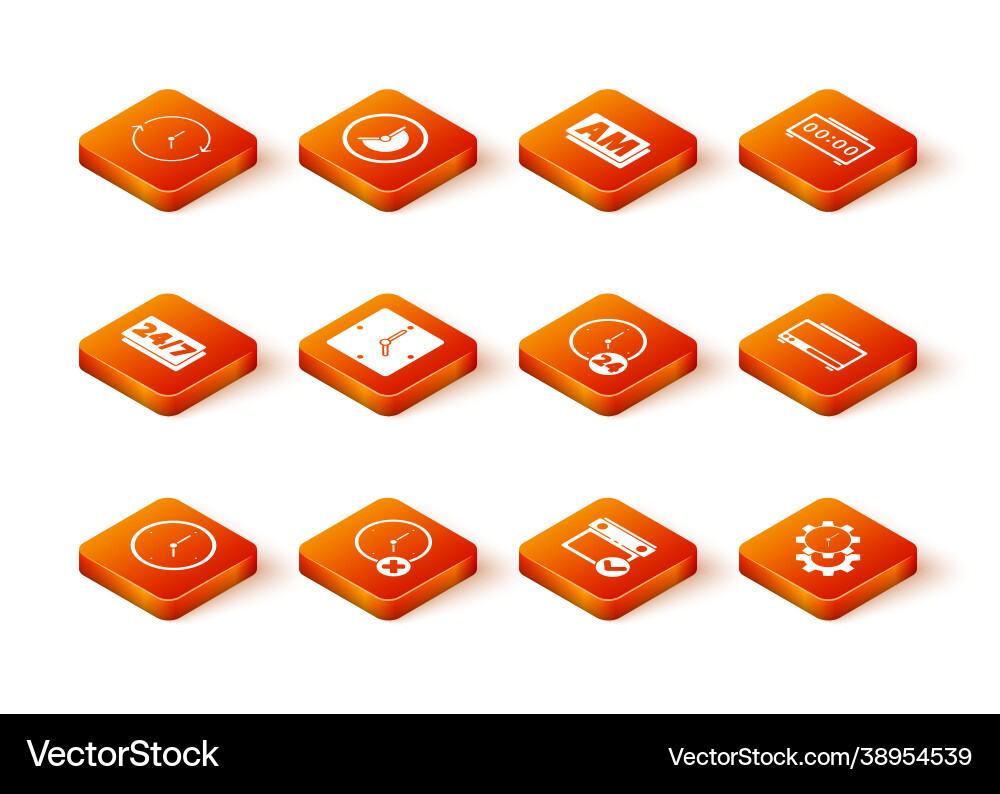 Set clock delete 24 hours calendar with check Vector Image