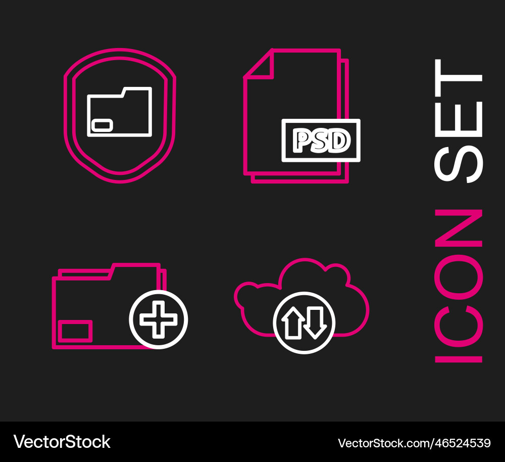 Set line cloud download and upload add new folder Set line cloud download and upload add new folder vector image