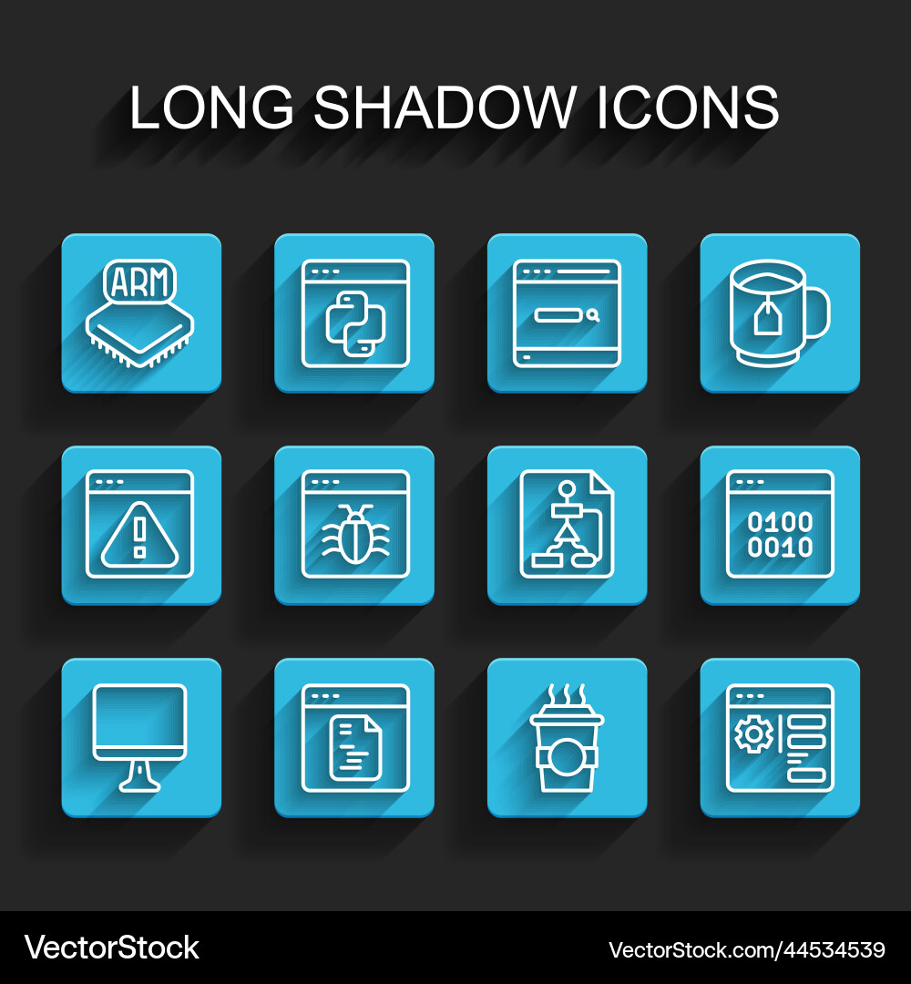 Set line computer monitor screen software vector image