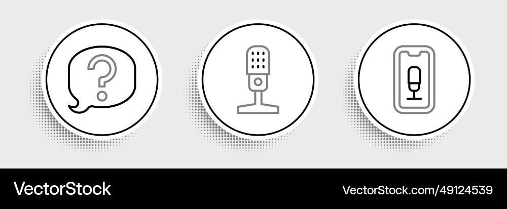 Set line mobile recording speech bubble chat Vector Image