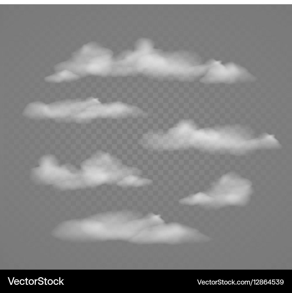 Set of transparent different clouds vector image
