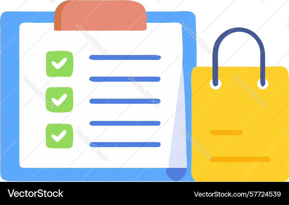Shopping list with checkmarks symbolizing vector image