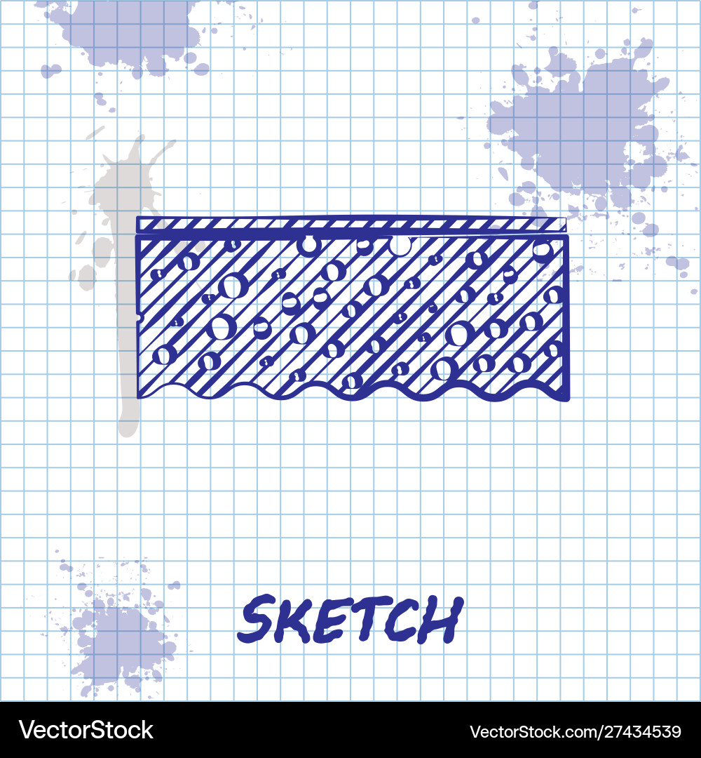 Sketch line sponge with bubbles icon isolated Vector Image