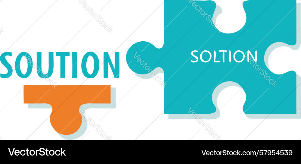 Solution puzzle piece text icon design generative vector image