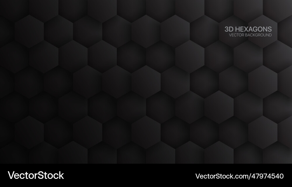 3d hexagons pattern dark gray minimalistic vector image