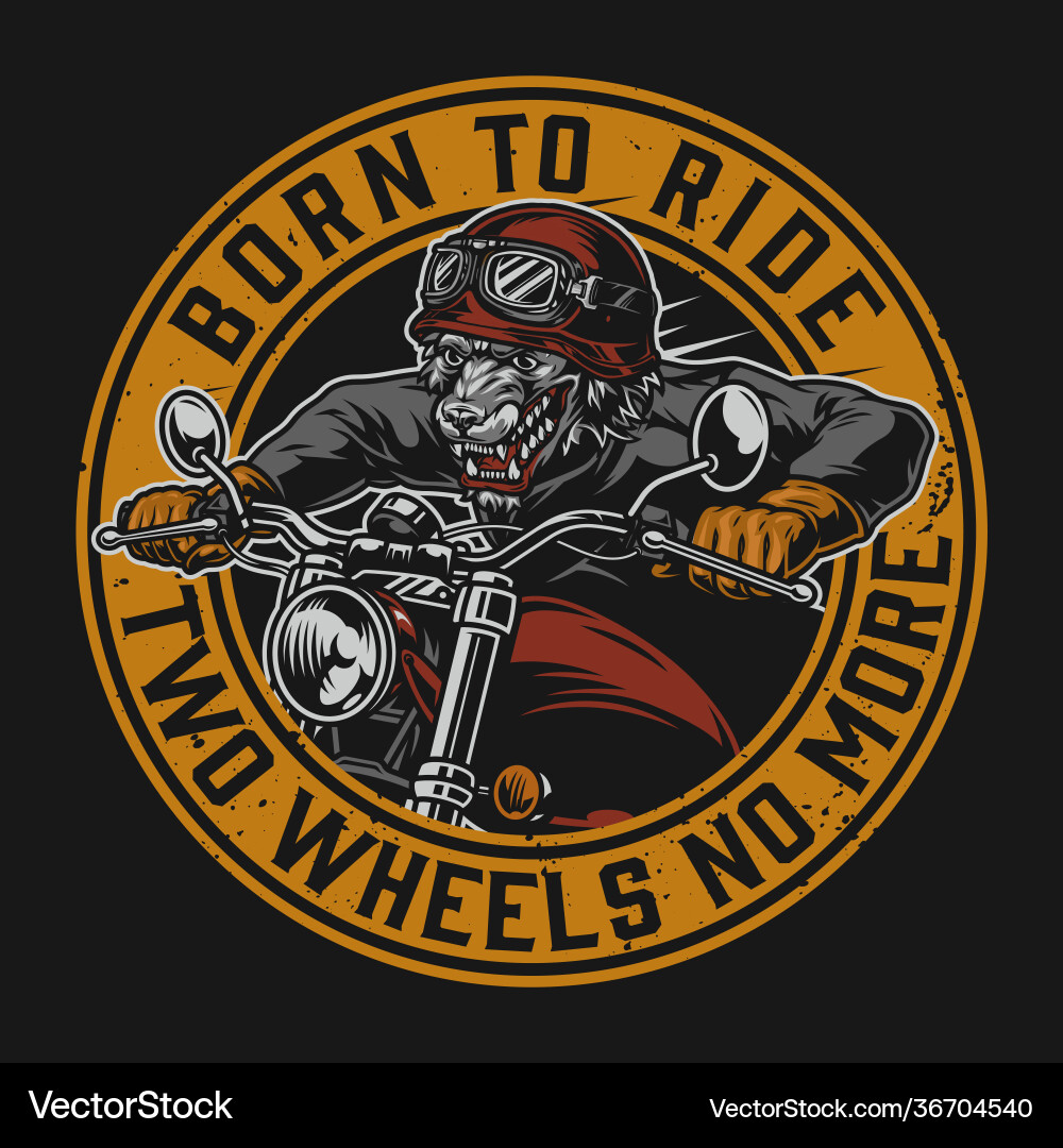 Aggressive Wolf Rider Badge Vector Image