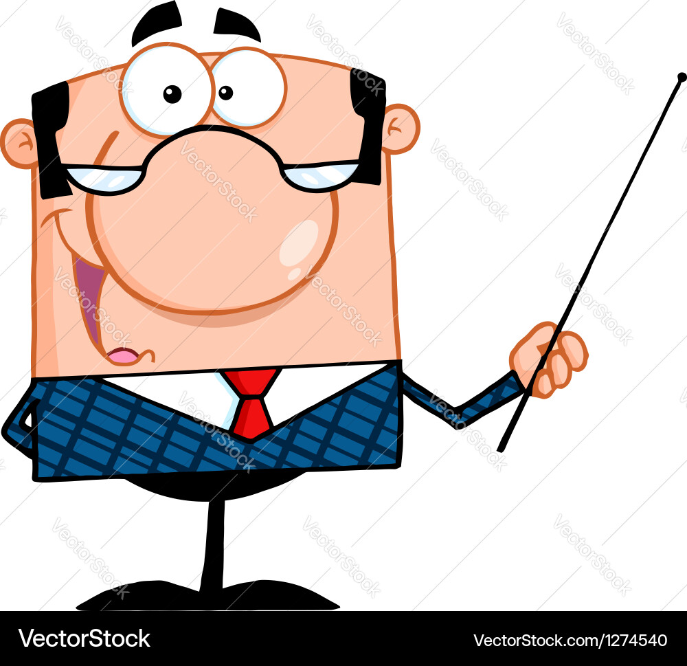 Business manager gesturing with a pointer stick Vector Image