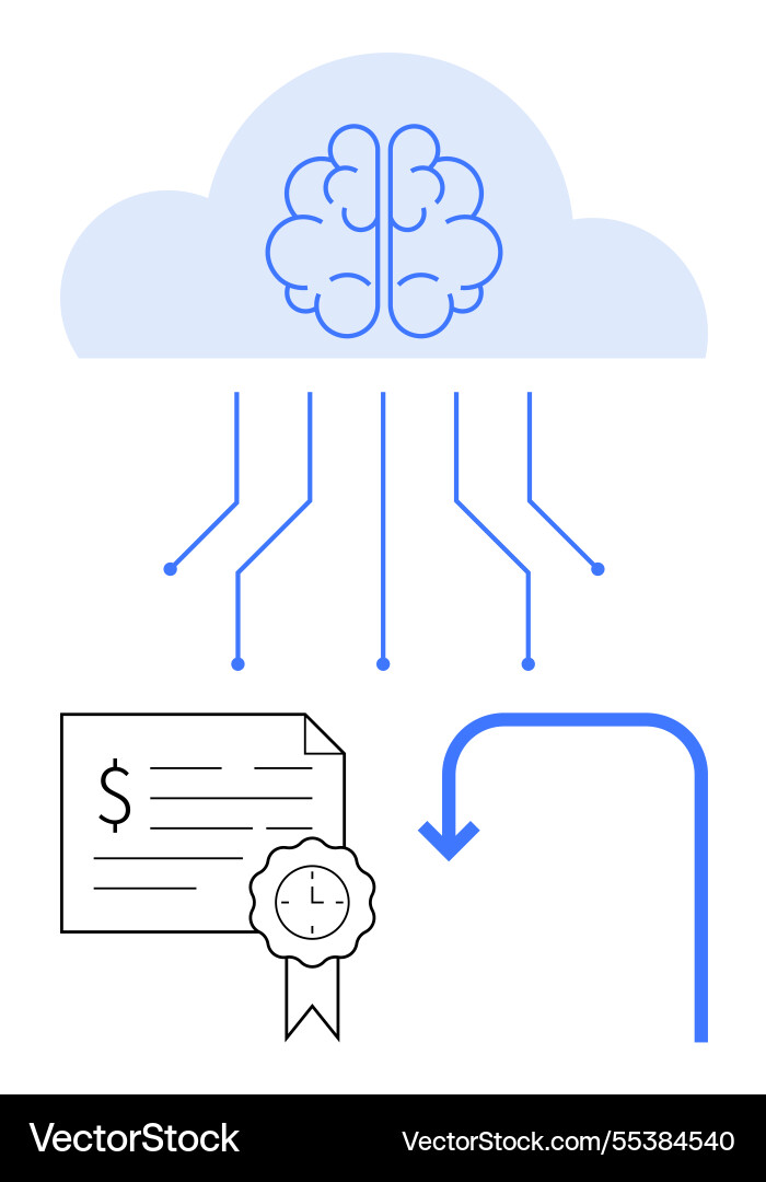 Cloud computing concept with brain document Cloud computing concept with brain document vector image