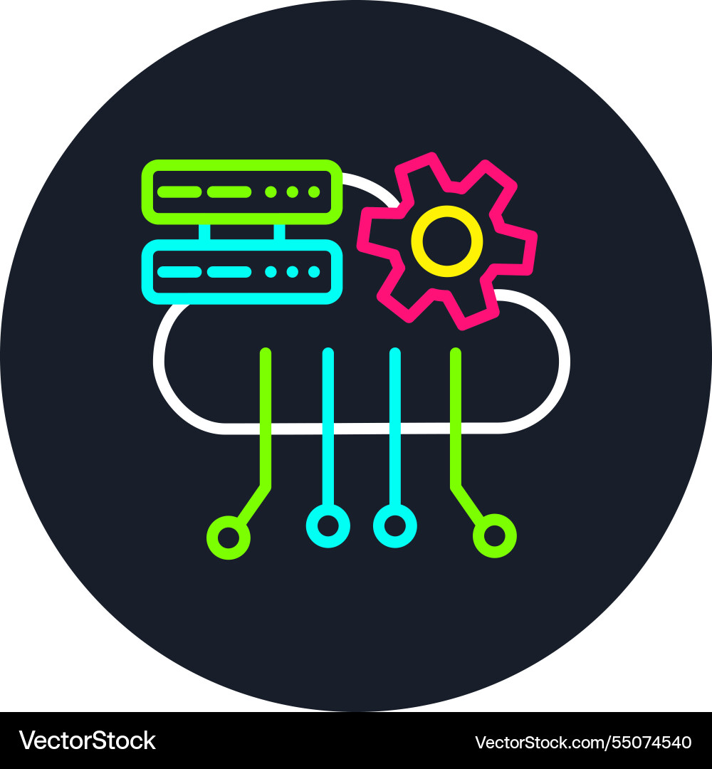 Cloud computing line multi color icon Vector Image