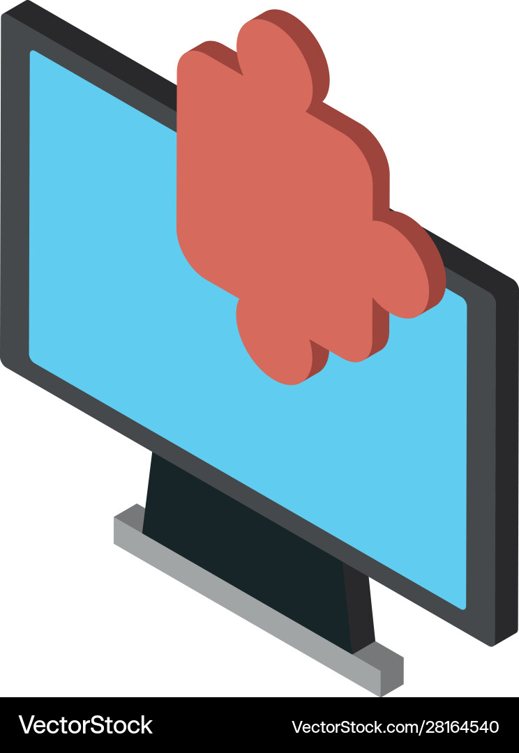 Computer desktop display with puzzle piece Computer desktop display with puzzle piece vector image